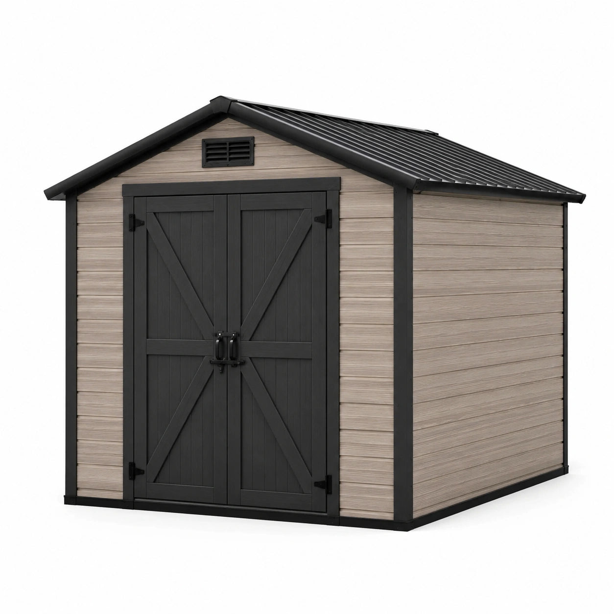Cabane de jardin en résine renforcée 256x182x243 cm marron et noir