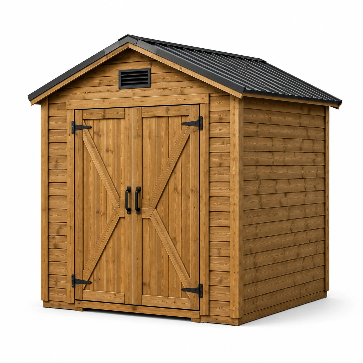 Abri de jardin en bois avec toit en acier galvanisé 200x150x210cm marron