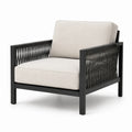 Fauteuil en aluminium noir avec coussins gris en polyester