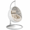 Fauteuil suspendu en métal et fibre de verre avec coussin en polyester, blanc