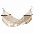 Hamac en coton beige avec barres en bois