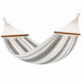 Hamac en coton avec barres en bois de hêtre, 200x150 cm, noir et blanc
