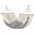 Hamac en coton avec barres en bois 200 cm x 150 cm gris et blanc