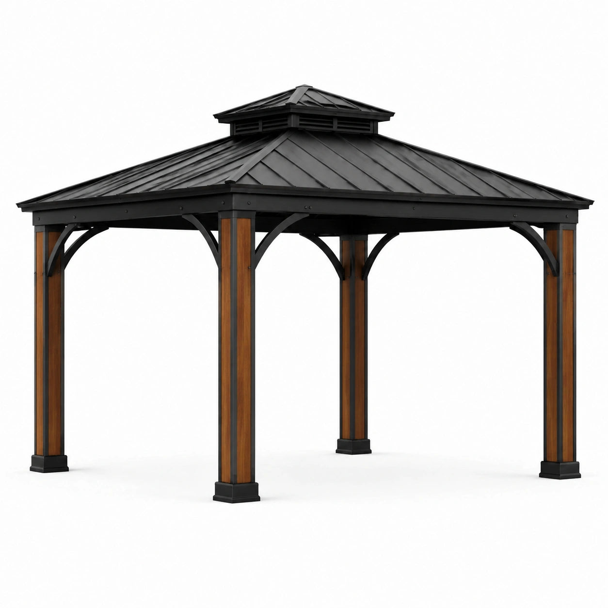 Pavillon en aluminium et acier noir et marron