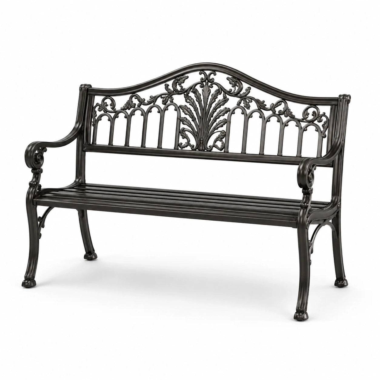 Banc en aluminium noir pour extérieur 120 cm