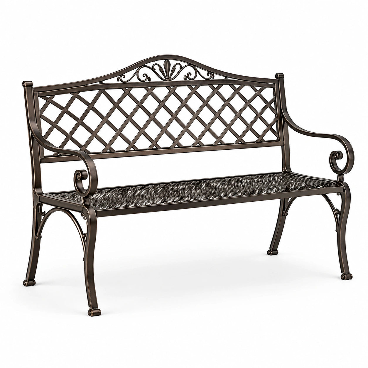 Banc de jardin en métal noir avec accoudoirs