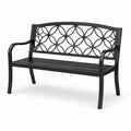 Banc de jardin en métal noir avec motif cercle 125 cm