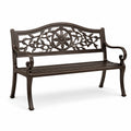 Banc de jardin en aluminium avec motif floral 128cm marron