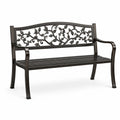 Banc de jardin en métal noir avec motif végétal
