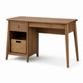 Bureau en bois avec tiroir en rotin et rangement 120x60x75 cm