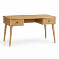Bureau en bois de chêne avec tiroirs en rotin