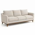 Canapé 3 places en tissu beige avec cadre en bois
