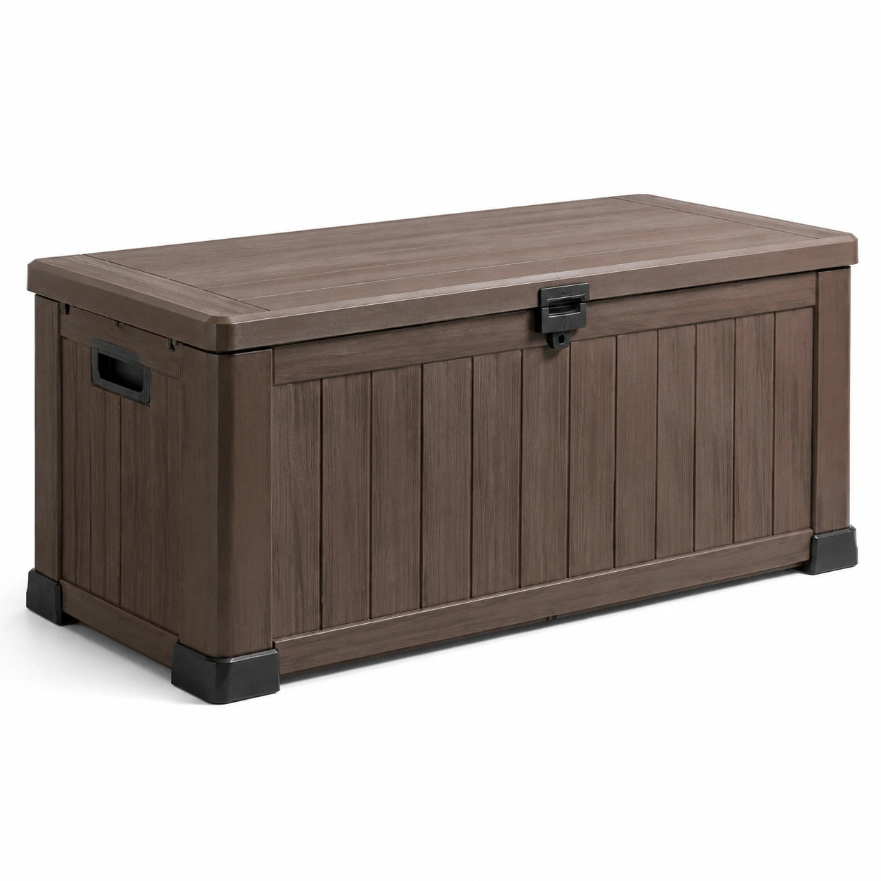 Coffre de rangement extérieur en plastique marron