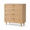 Commode en bois de chêne avec poignées dorées